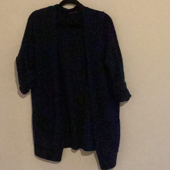 Eileen Fisher sweater 2 pocket dark blue long sleeve med gently worn comfy cozy - Picture 4 of 7